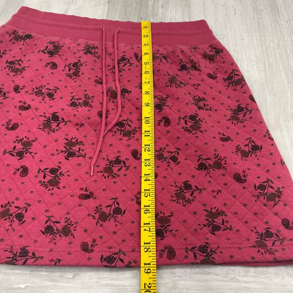 Vintage Active Elements Pink Floral Paisley Quilted Pull On Stretch Mini Skirt - Picture 9 of 9